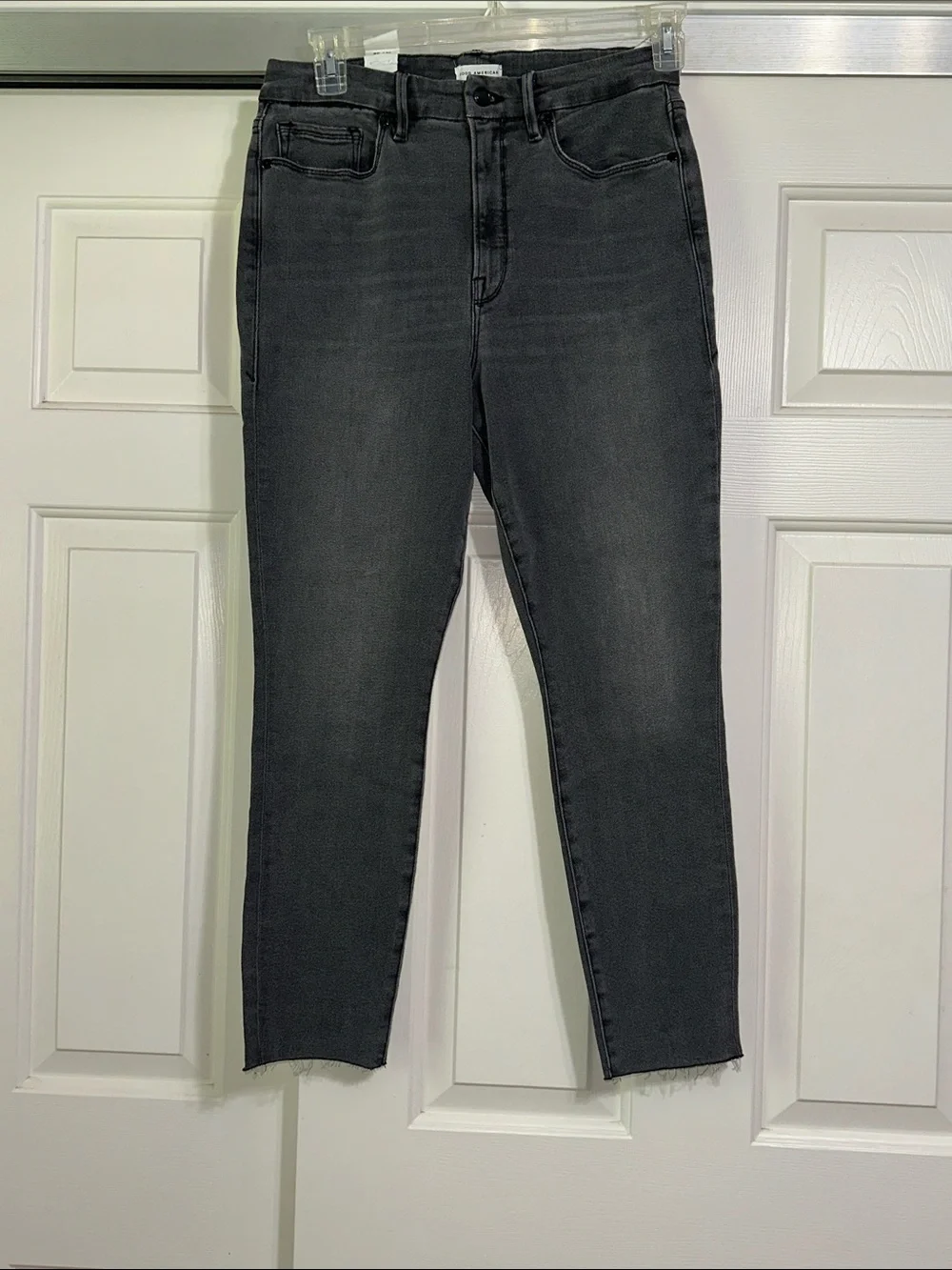 Good American Black Good Waist Cropped High-Rise Skinny Jeans